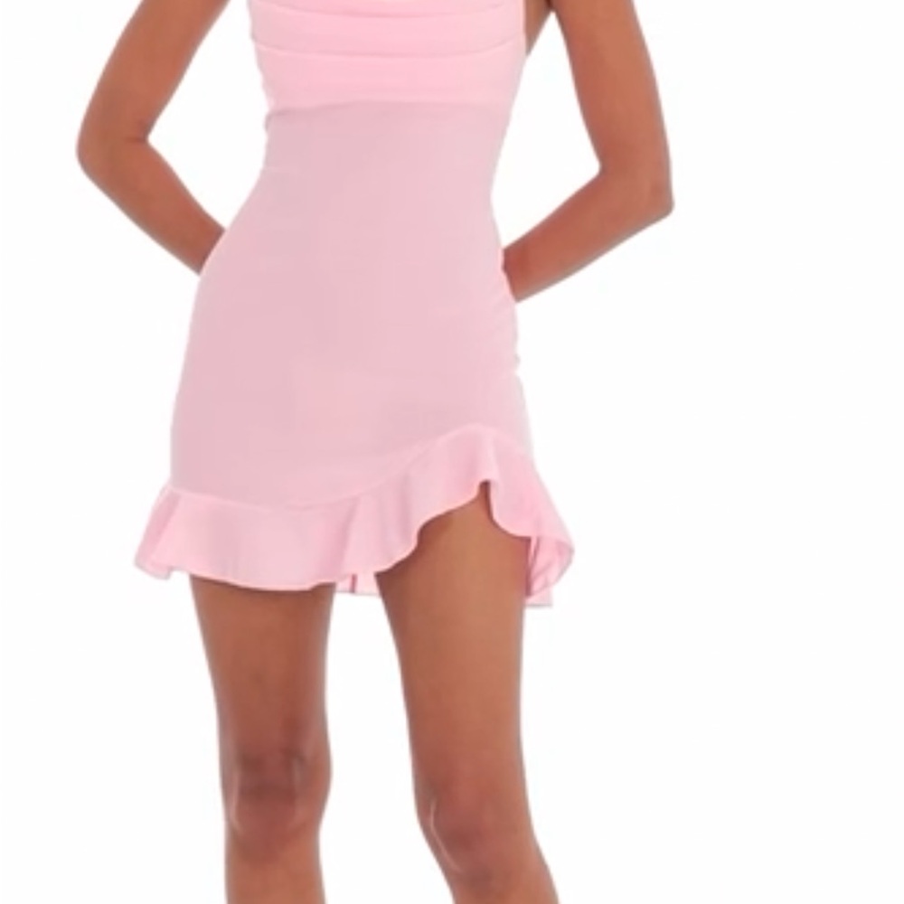 NWT Lucy in the Sky Ruffled Slit Dress in Pink - Size XXS